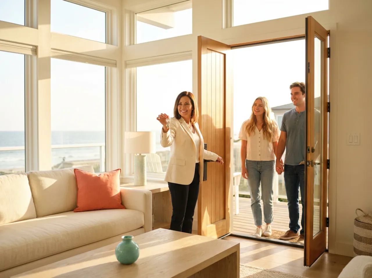 Real estate agent showing a home while the UNHOOKED AI engine books the next showing